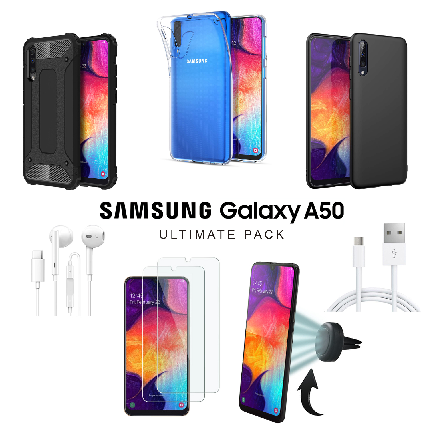 Microsonic Samsung Galaxy A50 Kılıf Aksesuar Seti